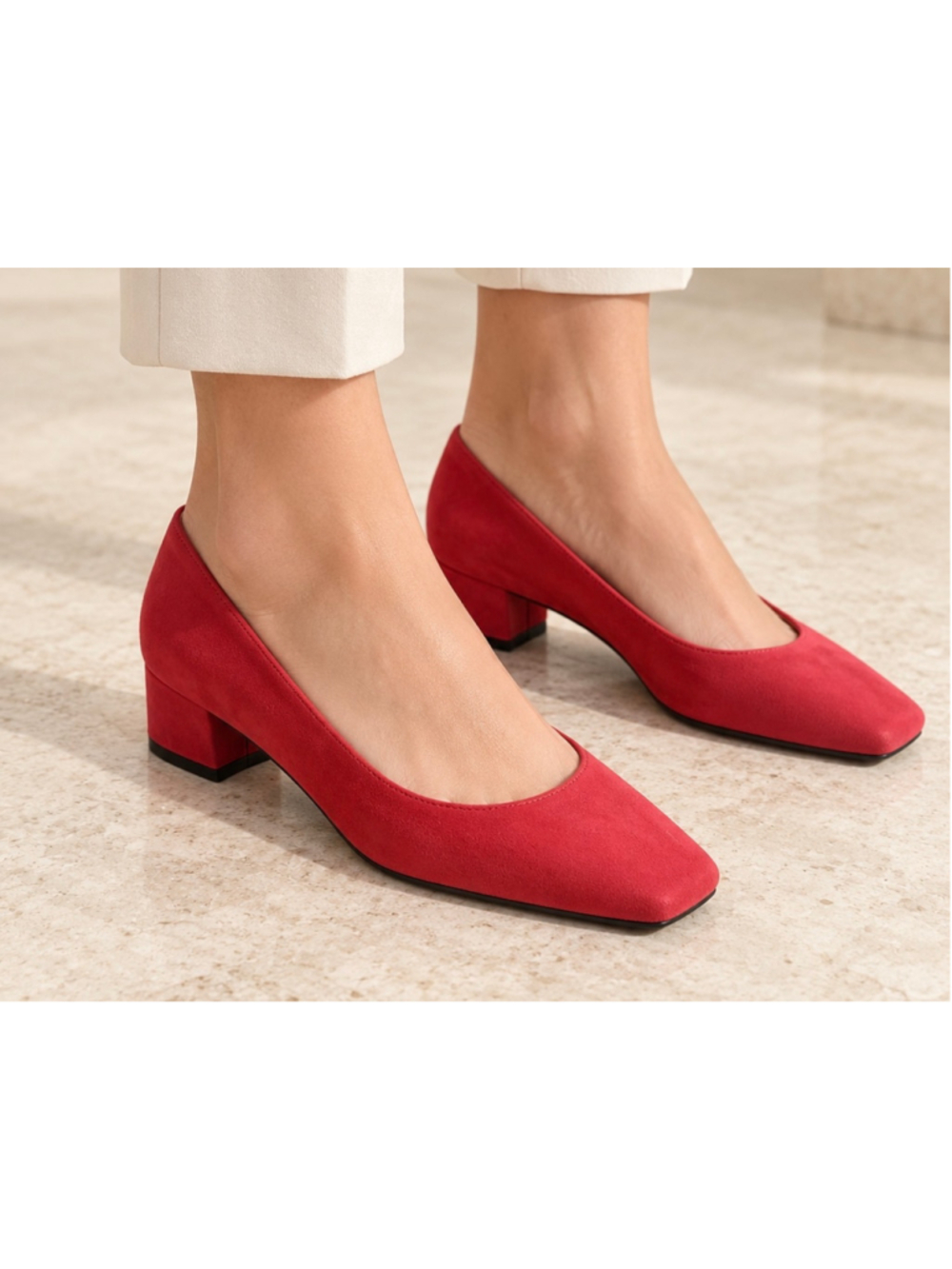 Everlane Red Suede Block Heel Pumps Size 9 New no Box